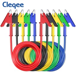 Cleqee P1024 5pcs Dual Alligator Clip Test Lead Crocodile Clamp Cable Wire 1M/2M/3M/5M Multimeter Electronic Testing HAVC Tool