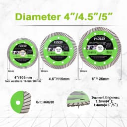 FACHLICH 1/2/5pcs 4/4.5/5inch Super-Thin Turbo Cutting Saw Blades Ceramic Tile Granite Marble Cutting Disc 105/115/125mm