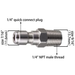 Pressure Washer Coupler 1/4 Inch Stainless Steel Quick Connect Fittings Male Female Accessories With Internal External Thread