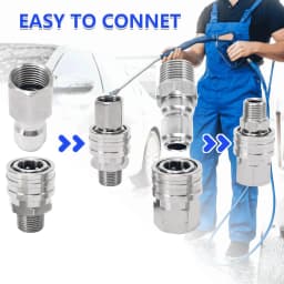 Pressure Washer Coupler 1/4 Inch Stainless Steel Quick Connect Fittings Male Female Accessories With Internal External Thread