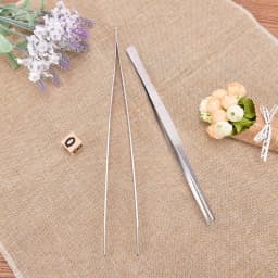 1PCS 25/30cm Straight Toothed Tweezers Barbecue Stainless Steel Long Food Tongs Home Medical Tweezers Garden Kitchen BBQ Tool