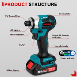 ONEVAN 600N.m Brushless Electric Screwdriver 5-Speed Cordless Electric Impact Driver Kit Drill Tool For Makita 18V Battery Pin