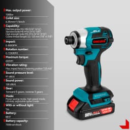 ONEVAN 600N.m Brushless Electric Screwdriver 5-Speed Cordless Electric Impact Driver Kit Drill Tool For Makita 18V Battery Pin