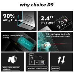 MiLESEEY D9 Laser Distance Meter, Bluetooth Laser Tape Measure, 100M Laser Measure with Visual Aligning, Easily Draw CAD