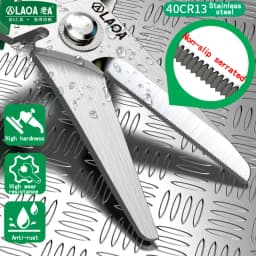 LAOA Stainless Steel Multifunctional Serrated Powerful Scissors Electrician's Scissors