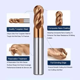 AZZKOR HRC50/55/70 For Steel Material Endmills 4-Flute Ball End Mill Tungsten Carbide CNC Milling Cutter Tools R0.5-R6.0mm