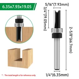 LAVIE 1pc 6mm 1/4"Shank Bearing Straight Router Bit Cutter Milling Cutter Woodworking Tools C06013A
