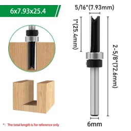 LAVIE 1pc 6mm 1/4"Shank Bearing Straight Router Bit Cutter Milling Cutter Woodworking Tools C06013A