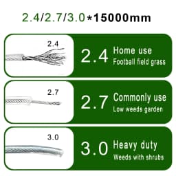 2.0/2.4/2.7/3.0/4.0mm*15m Steel Wire Nylon Grass Trimmer Line Round Brushcutter Trimmer Rope Brush Cutter Wires Rope Accessories