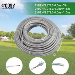 2.0/2.4/2.7/3.0/4.0mm*15m Steel Wire Nylon Grass Trimmer Line Round Brushcutter Trimmer Rope Brush Cutter Wires Rope Accessories