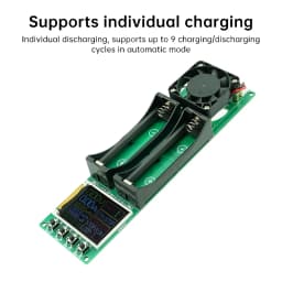 2-CH 18650 21700 Battery Capacity Tester MAh MWh Digital Internal Resistance Meter with 1A Charge Discharge Function Fan Cooling