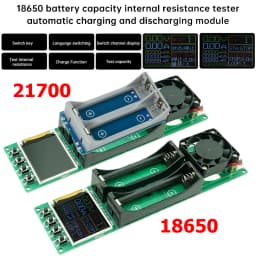 2-CH 18650 21700 Battery Capacity Tester MAh MWh Digital Internal Resistance Meter with 1A Charge Discharge Function Fan Cooling