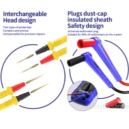 MECHANIC RP15 Multimeter Pen 1000V 20A Probes with Replaceable 0.1/0.2mm Needles Soft Silicone Wire for Electronic Repair