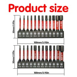 12/24 Piece Set of S2 Steel Hex Impact Bits, Strong Magnetic and Anti-Torsion, Transparent Box Storage, Industrial-Grade Repair Tools
