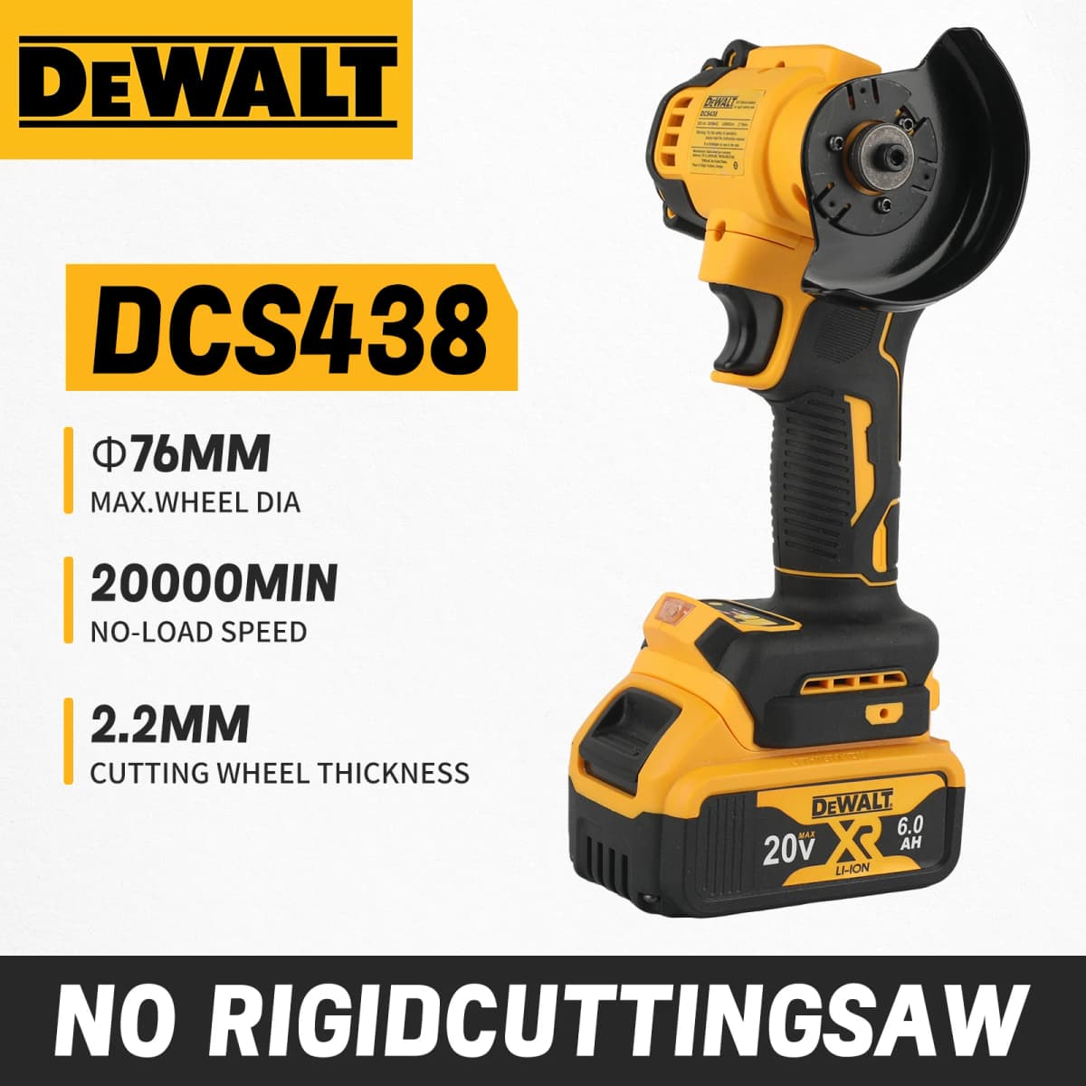 DEWALT DCS438 Cordless Angle Grinder 3 Inch Mini Polishing Grinding Machine Electric Cutting Power Tools For 20V 18V Battery