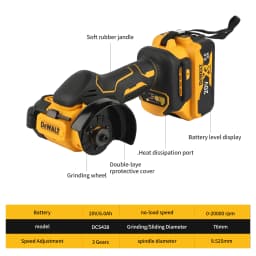 DEWALT DCS438 Cordless Angle Grinder 3 Inch Mini Polishing Grinding Machine Electric Cutting Power Tools For 20V 18V Battery