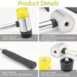 Double-Sided Rubber Mallet – Soft Plastic Hammer for Jewelry, Leather Craft, Woodwork, and Flooring Installation