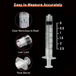 100 Pack 2ml(2.5ml) Disposable Luer Lock Syringes with 23Ga Stainless Needle For Pet Measuring Liquid Refilling Cartridges