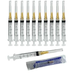 100 Pack 2ml(2.5ml) Disposable Luer Lock Syringes with 23Ga Stainless Needle For Pet Measuring Liquid Refilling Cartridges
