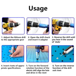 Electric rivet gun conversion set aluminum alloy core pulling rivet conversion head power tool accessories