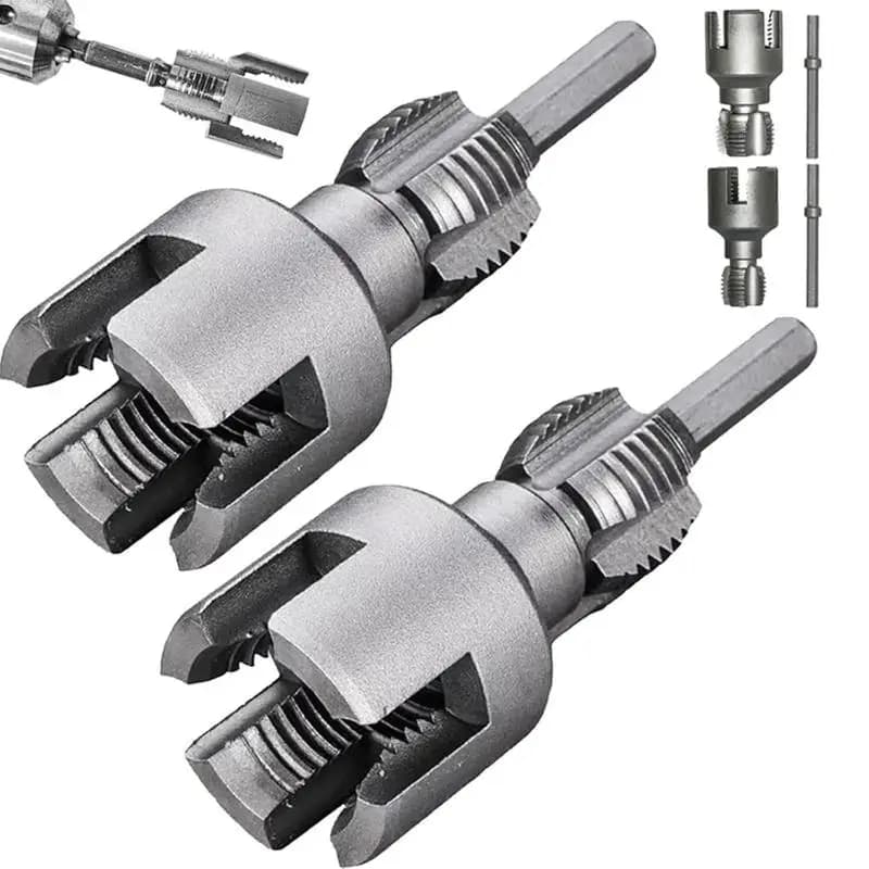 Pipe Thread Cutting Tool Integrated Internal & External Pipe Threading Tool Electric Drill Compatible PVC Pipe Threader Kit