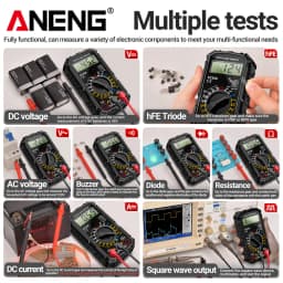Digital Multimeter AC/DC Current Voltage Resistance Meter Meter Electrician LCD Backlight Ohm Square Wave Test Tools ANENG SZ308