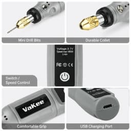 Vakee 16000RPM Rotary Tool, 3.7V USB Rechargeable Mini Grinder Pen, Portable Electric Tool for DIY Craft, Jewelry Makin