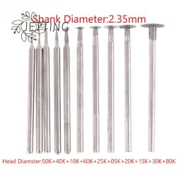 10PCS Grinding Bit Accessory Ultra-Thin T Head Shank Diamond Mounted Point Stone Jade Carve Polish Engrave Tools Set 2.35mm
