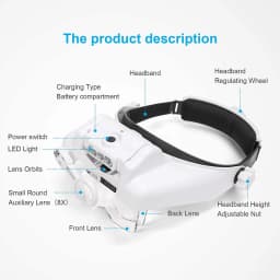 ZK30 Headband Magnifier Illuminated Rechargeable Repair Solder Magnify Glasses Interchangeable Lens Third Hand Loupe For Solder