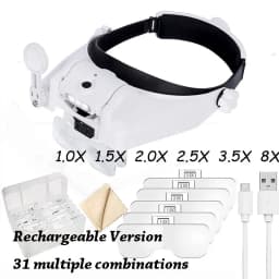 ZK30 Headband Magnifier Illuminated Rechargeable Repair Solder Magnify Glasses Interchangeable Lens Third Hand Loupe For Solder