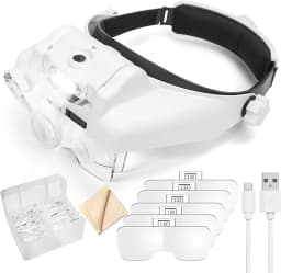 ZK30 Headband Magnifier Illuminated Rechargeable Repair Solder Magnify Glasses Interchangeable Lens Third Hand Loupe For Solder
