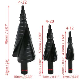 4-12 4-20 4-32MM HSS Cobalt Step Drill Bit Set Nitrogen Spiral for Metal Cone Hole Bit Opener Spiral Cobalt Step Drill Bit