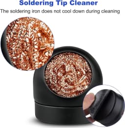 Welding Soldering Iron Tip Cleaner, Solder Tip with Cleaning Brass Wire Sponge, W/Stand Set Holder Black, No Water Needed