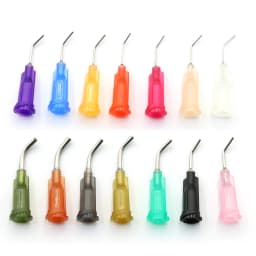 20pcs 13mm Elbow Dispensing Machine Injection Needle 14G-27G Stainless Steel Dispensing Needle Spiral Mouth Nozzle Glue Needle