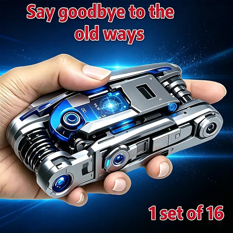 16-in-1 Socket Wrench Set, Non-Slip Rotating Head. Durable Stainless Steel for Home & Car Repairs. Easy & Universal Tool