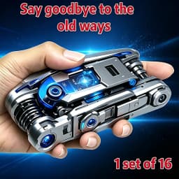 16-in-1 Socket Wrench Set, Non-Slip Rotating Head. Durable Stainless Steel for Home & Car Repairs. Easy & Universal Tool