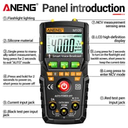 ANENG M109 Smart Multimeter Tester AC/DC Voltage Voice Broadcast Meter NCV Capacitance Continuity Professional Electrical Tools