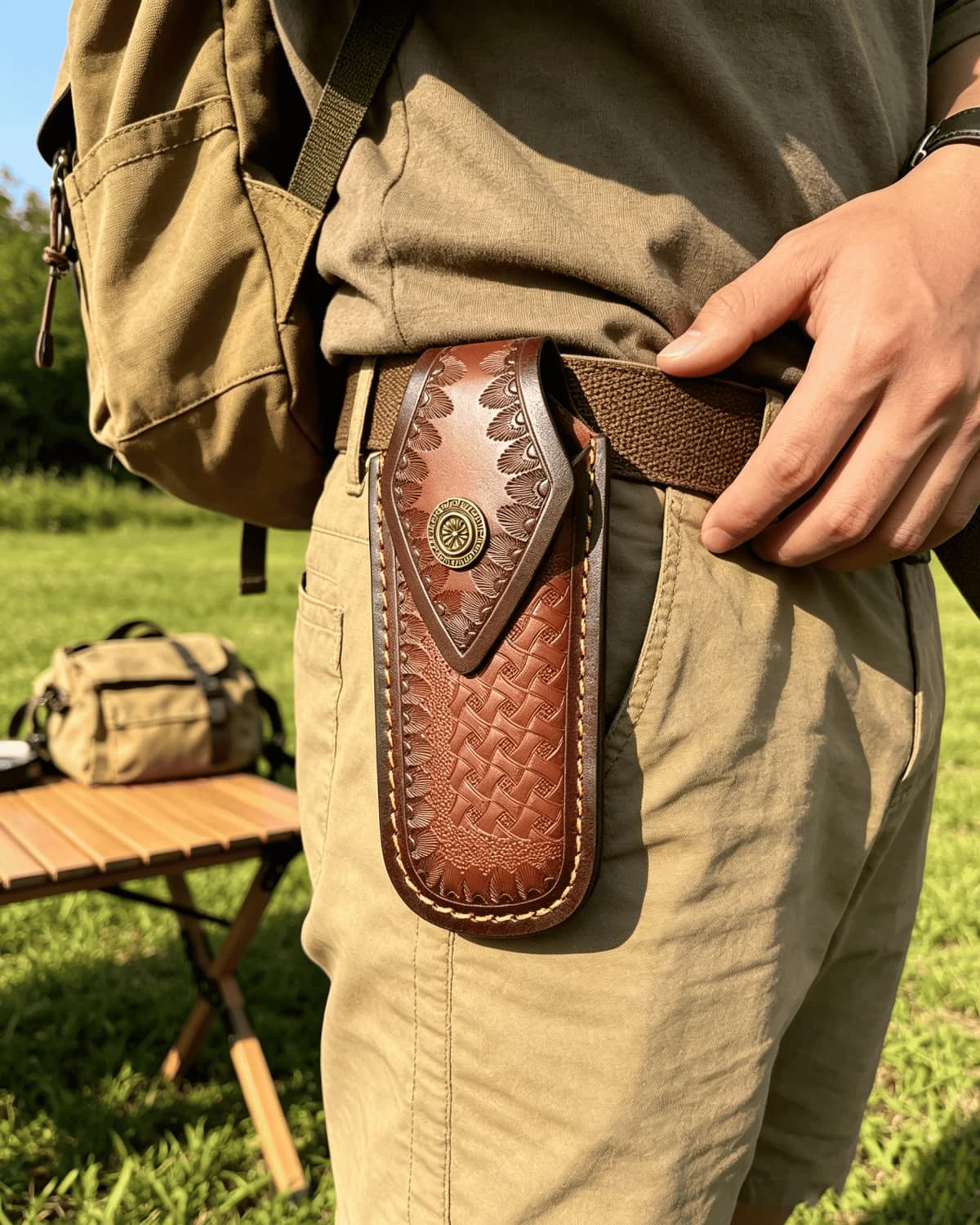 Exquisite Single-Edged Knife Sheath, Leather Folding Knife Sheath, Outdoor Knife Sheath, Multi-Purpose Knife Sheath
