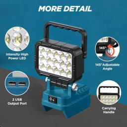 LED Work Light Spotlight with 2 USB Charging Port for Makita 18V Li-ion Battery Electric Torch Light for Camping Outdoor