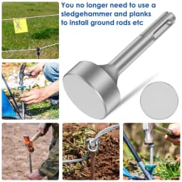85mm Heavy Duty - Forged Steel Drill Bit Hammer Attachment Ground Rod Driver For Grounding Rods Fence Installation Wear Bits