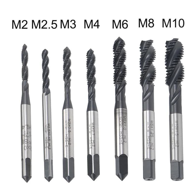 Uxcell HSS Spiral Flute Screw Threading Taps Drill Set Tools Metric M2 M2.5 M3 M4 M6 M8 M10 Coated Machine Thread Tap Nitriding