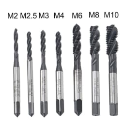 Uxcell HSS Spiral Flute Screw Threading Taps Drill Set Tools Metric M2 M2.5 M3 M4 M6 M8 M10 Coated Machine Thread Tap Nitriding