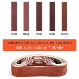 10PCS/Set Sanding Belts 120-1000 Grits Wood Soft Metal Polishing Sandpaper Abrasive Bands For Belt Sander Abrasive Tool 330*30mm