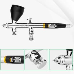 NEOECO NCT-SJ83RS1 Dual Action Airbrush 9cc 1/3 oz Fluid Cups Quick Remove Air Cap Nozzle Gravity Feed with Accessories