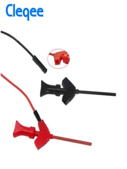Cleqee P1511B 2PCS SMD IC Test Hook Clip Test Probe Internal Spring Silicone Cable 26AWG with 2mm Socket for Multimeter 20V/5A