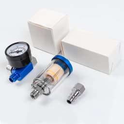 1/4-Inch In-line Oil Water Separator Filter Separator Spray Gun Air Regulator Pressure Gauge with EU Adapter for Air Tool
