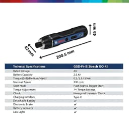 BOSCH GO 3/4 Cordless Screwdriver 3.6/4V Lithiumion Battery Rechargeable Cordless Drill with Box Bosch GO3 Professional Tool Set