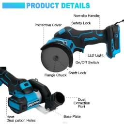 Brushless 3 Inch Wireless Electric Mini Ears 18v Angle Grinder Grinding Cutting Polishing Machine Tool for Makita 18v Battery