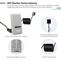 Ecowitt GW1200 Wi-Fi Hub Gateway - Built-in Thermometer Hygrometer Barometric Pressure Sensor, Support IoT Device WFC01 & AC1100