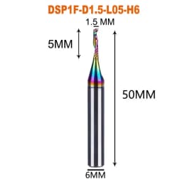 Dreanique 1pc 6mm Shank Single Flute Carbide Spiral End Mill Aluminum 3D CNC Engraving Woodworking Acrylic DLC Coating